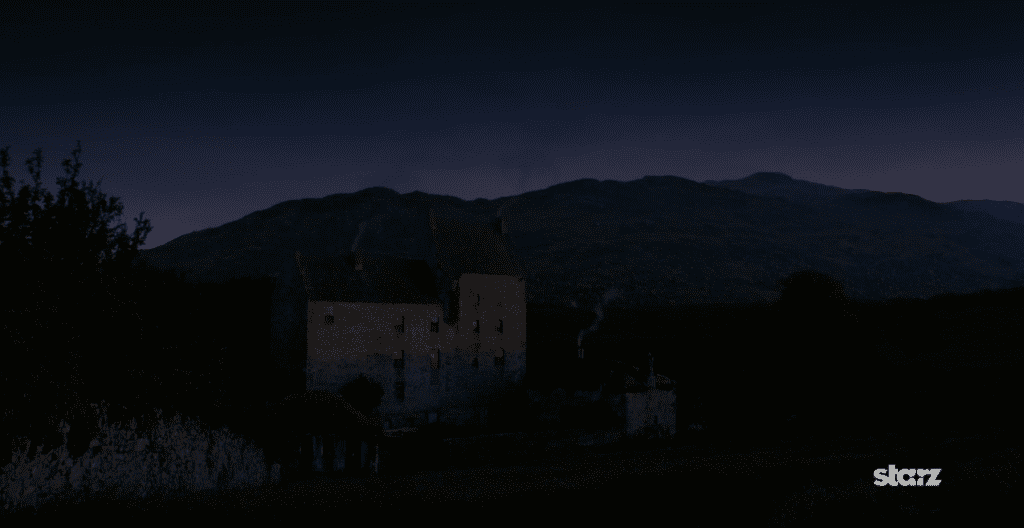 Lallybroch at night